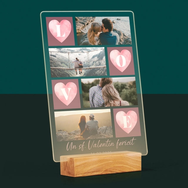 Colaj De Fotografii: Inimi Love - Imprimare Pe Sticlă Acrilică (Verticală)