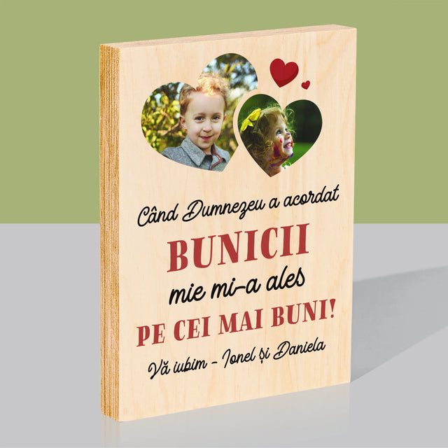 Colaj De Fotografii: Când Dumnezeu A Acordat Bunicii - Imprimare Pe Lemn ( Verticală)