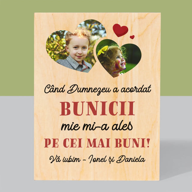 Colaj De Fotografii: Când Dumnezeu A Acordat Bunicii - Imprimare Pe Lemn ( Verticală)