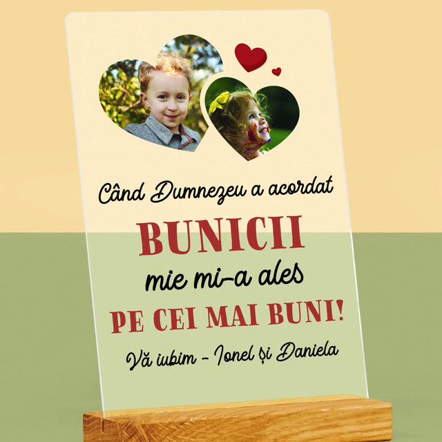 Colaj De Fotografii: Când Dumnezeu A Acordat Bunicii - Imprimare Pe Sticlă Acrilică (Verticală)