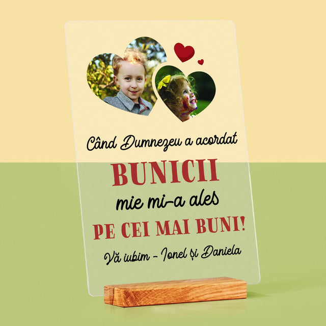 Colaj De Fotografii: Când Dumnezeu A Acordat Bunicii - Imprimare Pe Sticlă Acrilică (Verticală)