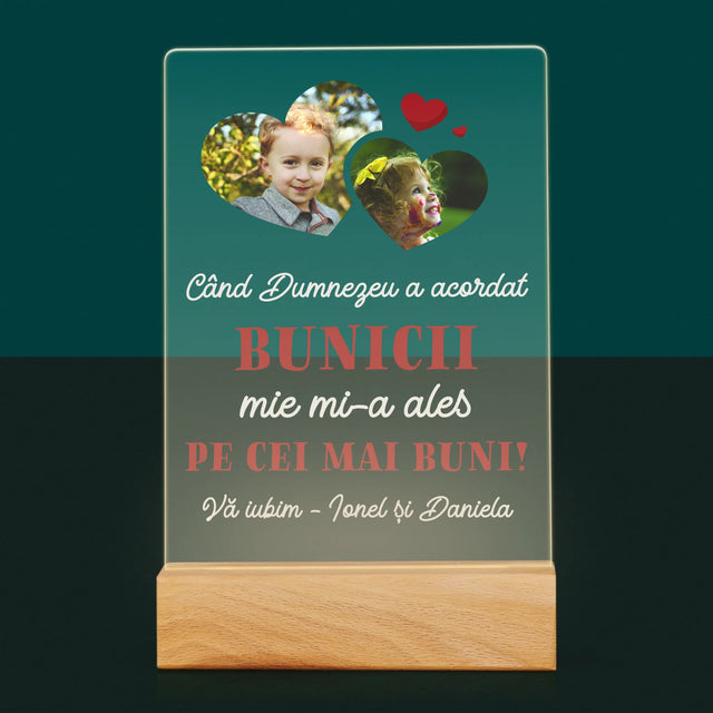 Colaj De Fotografii: Când Dumnezeu A Acordat Bunicii - Imprimare Pe Sticlă Acrilică (Verticală)