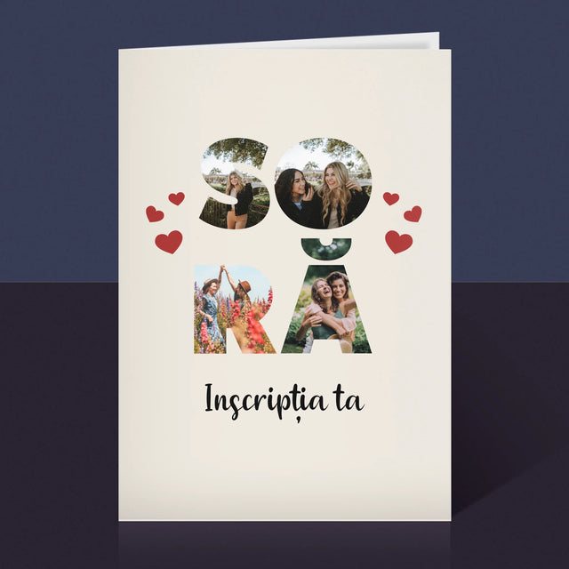Cuvânt Din Fotografii: Soră Din Fotografiile Tale - Card Cu Felicitări