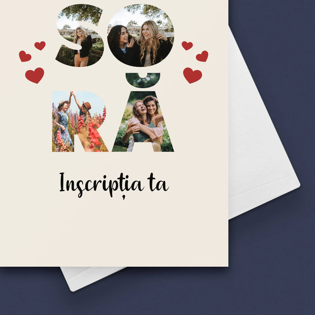 Cuvânt Din Fotografii: Soră Din Fotografiile Tale - Card Cu Felicitări
