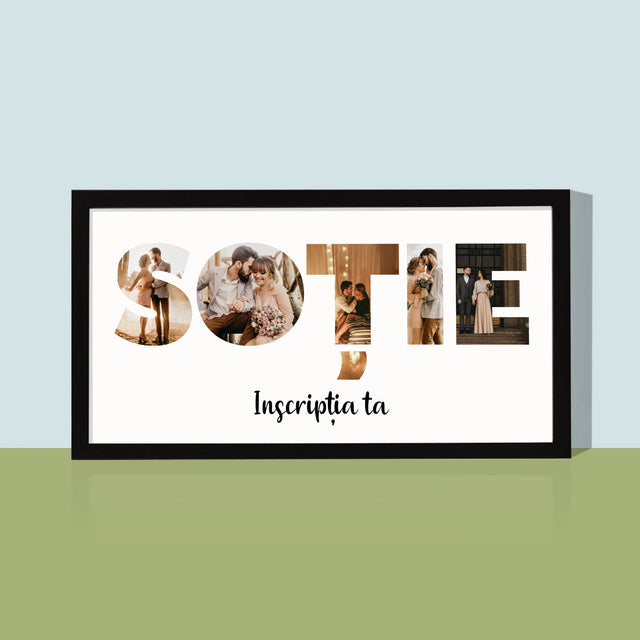 Cuvânt Din Fotografii: Soție Din Fotografiile Tale - Imprimare Cu Ramă 20X40 (Horizontală)