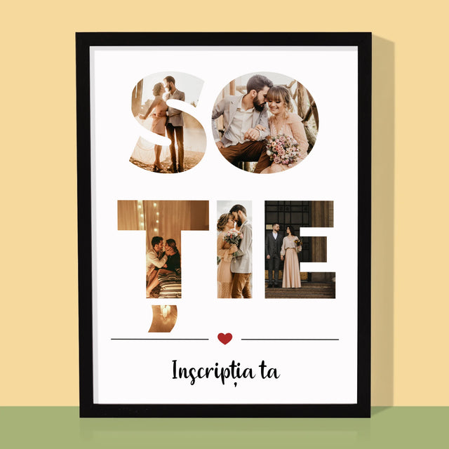 Cuvânt Din Fotografii: Soție Din Fotografiile Tale - Imprimare Cu Ramă 30X40 (Verticală)