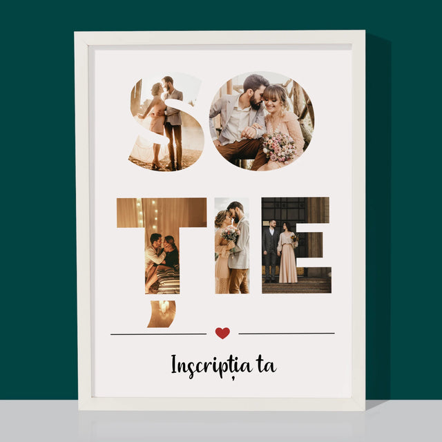 Cuvânt Din Fotografii: Soție Din Fotografiile Tale - Imprimare Cu Ramă 30X40 (Verticală)