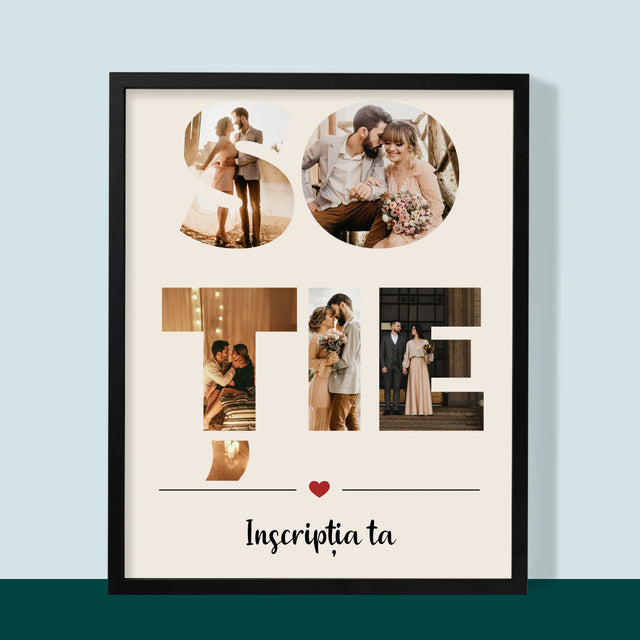 Cuvânt Din Fotografii: Soție Din Fotografiile Tale - Imprimare Cu Ramă 30X40 (Verticală)