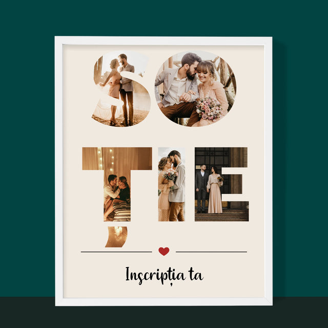 Cuvânt Din Fotografii: Soție Din Fotografiile Tale - Imprimare Cu Ramă 30X40 (Verticală)