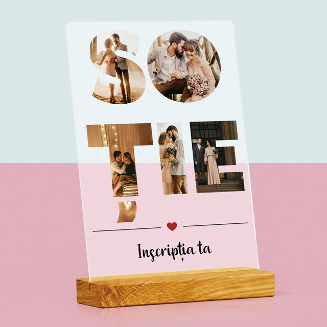 Cuvânt Din Fotografii: Soție Din Fotografiile Tale - Imprimare Pe Sticlă Acrilică (Verticală)