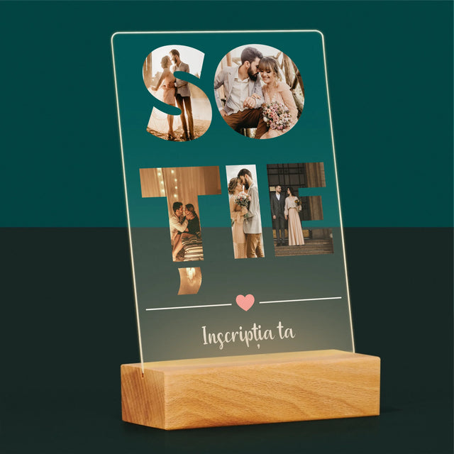 Cuvânt Din Fotografii: Soție Din Fotografiile Tale - Imprimare Pe Sticlă Acrilică (Verticală)