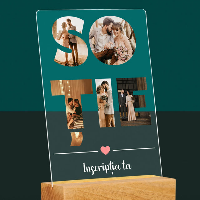 Cuvânt Din Fotografii: Soție Din Fotografiile Tale - Imprimare Pe Sticlă Acrilică (Verticală)