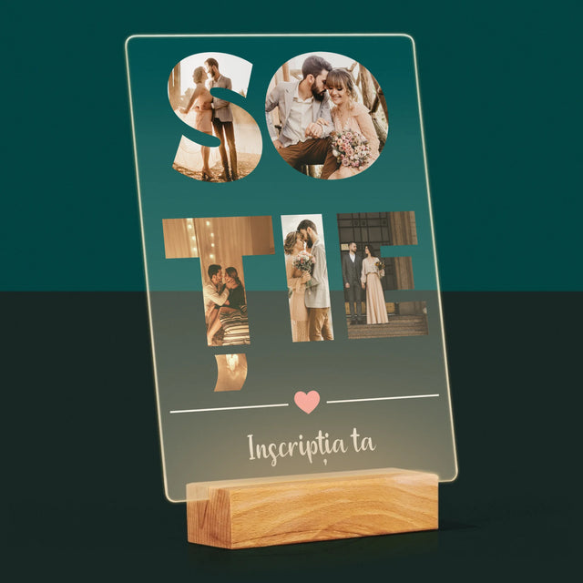 Cuvânt Din Fotografii: Soție Din Fotografiile Tale - Imprimare Pe Sticlă Acrilică (Verticală)