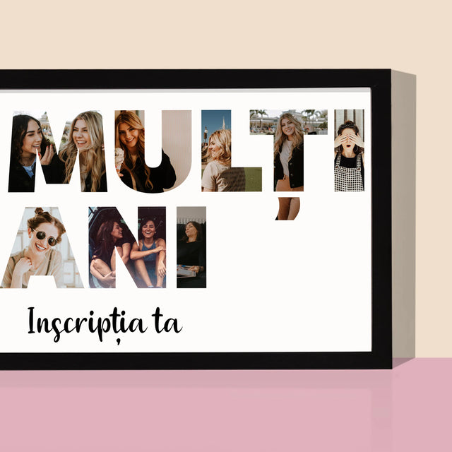 Cuvânt Din Fotografii: La Mulți Ani Din Fotografiile Tale - Imprimare Cu Ramă 20X40 (Horizontală)