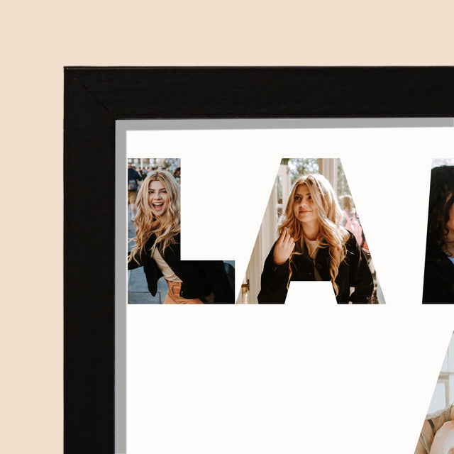 Cuvânt Din Fotografii: La Mulți Ani Din Fotografiile Tale - Imprimare Cu Ramă 20X40 (Horizontală)