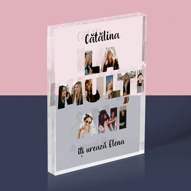 Cuvânt Din Fotografii: La Mulți Ani Din Fotografiile Tale - Bloc Acrilic