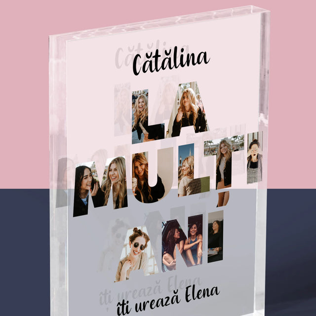 Cuvânt Din Fotografii: La Mulți Ani Din Fotografiile Tale - Bloc Acrilic