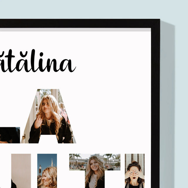 Cuvânt Din Fotografii: La Mulți Ani Din Fotografiile Tale - Imprimare Cu Ramă 30X40 (Verticală)