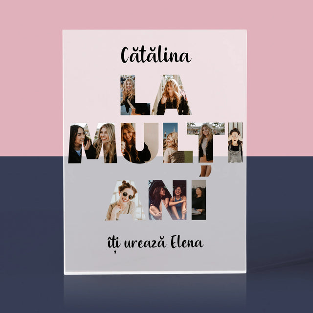 Cuvânt Din Fotografii: La Mulți Ani Din Fotografiile Tale - Bloc Acrilic