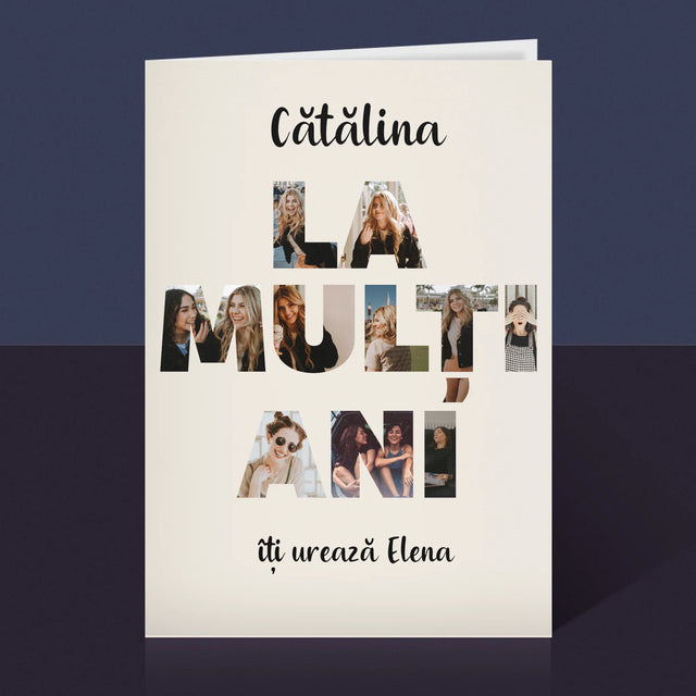 Cuvânt Din Fotografii: La Mulți Ani Din Fotografiile Tale - Card Cu Felicitări
