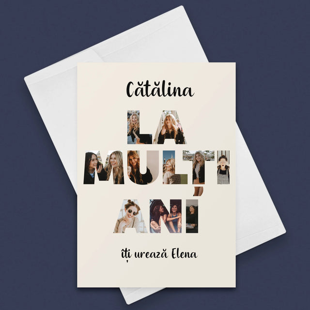 Cuvânt Din Fotografii: La Mulți Ani Din Fotografiile Tale - Card Cu Felicitări