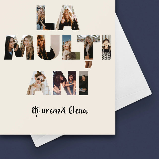 Cuvânt Din Fotografii: La Mulți Ani Din Fotografiile Tale - Card Cu Felicitări