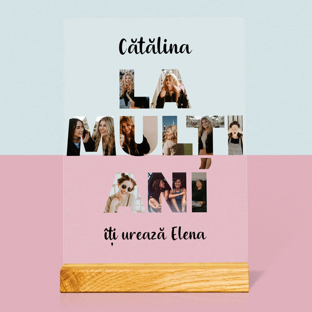 Cuvânt Din Fotografii: La Mulți Ani Din Fotografiile Tale - Imprimare Pe Sticlă Acrilică (Verticală)