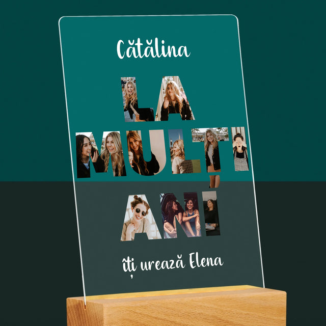 Cuvânt Din Fotografii: La Mulți Ani Din Fotografiile Tale - Imprimare Pe Sticlă Acrilică (Verticală)