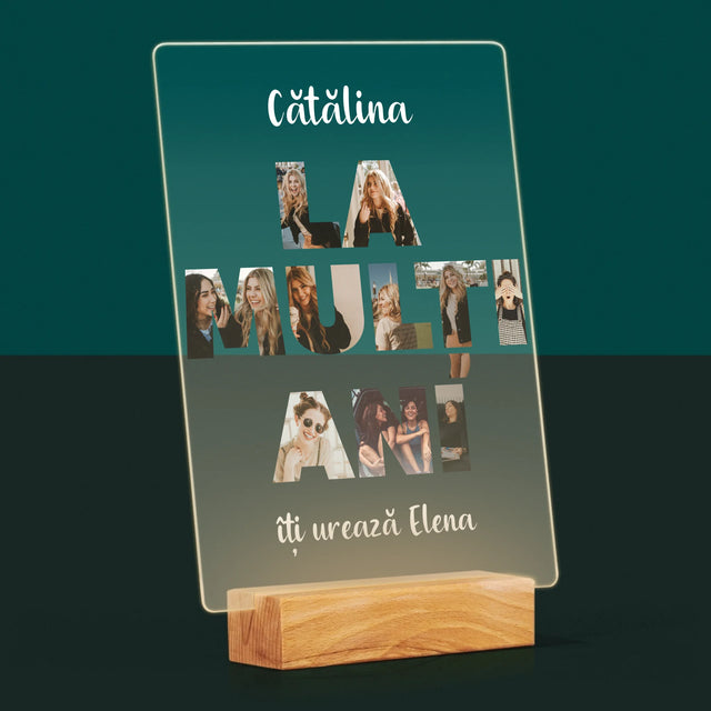 Cuvânt Din Fotografii: La Mulți Ani Din Fotografiile Tale - Imprimare Pe Sticlă Acrilică (Verticală)