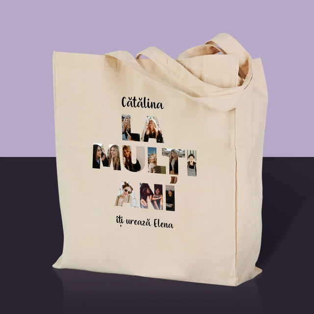 Cuvânt Din Fotografii: La Mulți Ani Din Fotografiile Tale - Sacoșă De Pânză