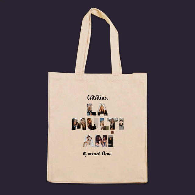 Cuvânt Din Fotografii: La Mulți Ani Din Fotografiile Tale - Sacoșă De Pânză