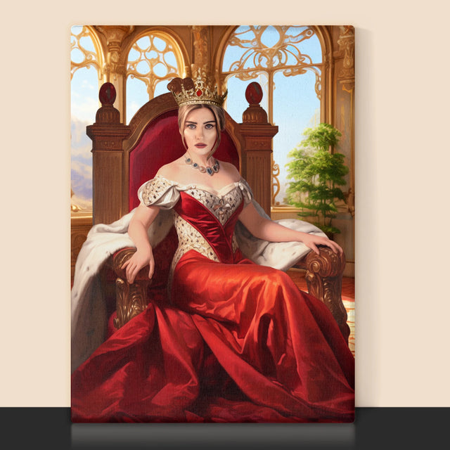 Portret Regal: Regina Pe Tron - Imprimare Cu Ramă 30X40 (Verticală)