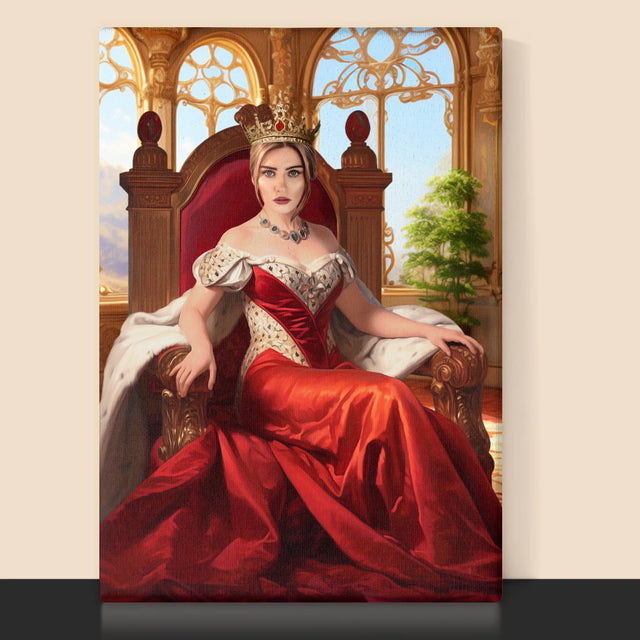 Portret Regal: Regina Pe Tron - Imprimare Cu Ramă 30X40 (Verticală)