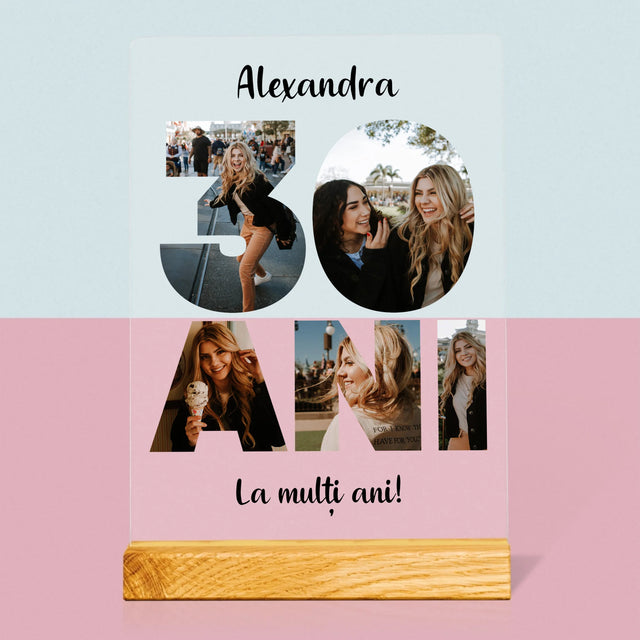 Cuvânt Din Fotografii: 30 Ani Din Fotografiile Tale - Imprimare Pe Sticlă Acrilică (Verticală)