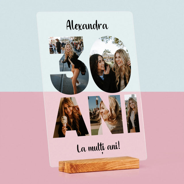 Cuvânt Din Fotografii: 30 Ani Din Fotografiile Tale - Imprimare Pe Sticlă Acrilică (Verticală)