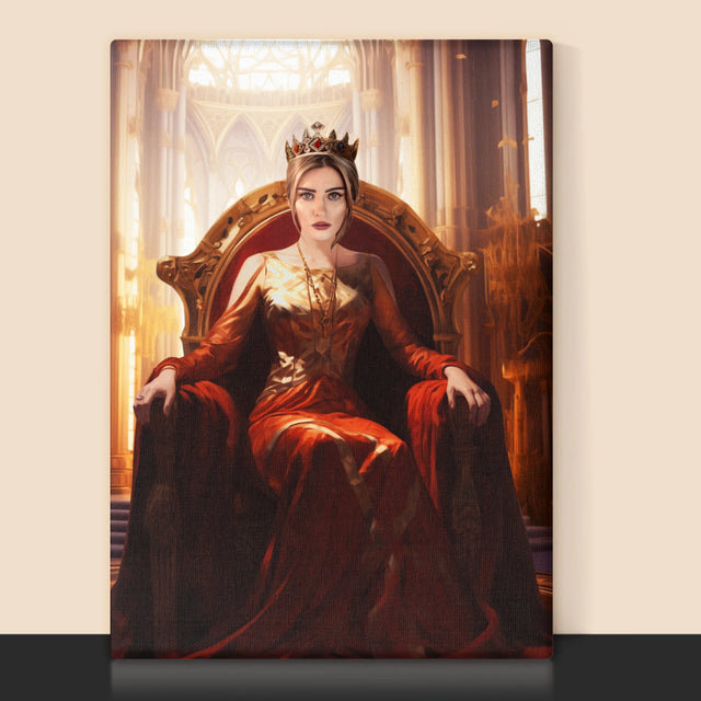 Portret Regal: Regina În Sala Tronului - Imprimare Cu Ramă 30X40 (Verticală)