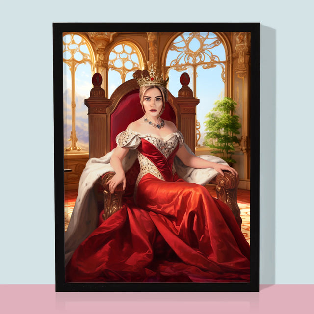 Portret Regal: Regina Pe Tron - Imprimare Cu Ramă 30X40 (Verticală)