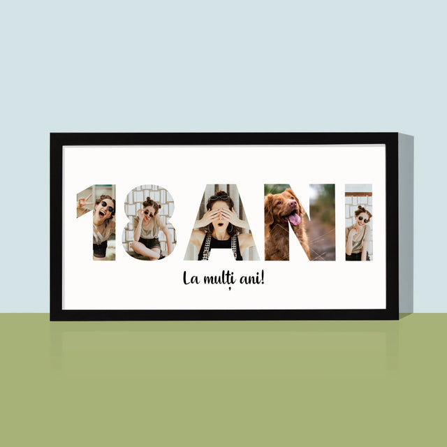Cuvânt Din Fotografii: 18 Ani Din Fotografiile Tale - Imprimare Cu Ramă 20X40 (Horizontală)