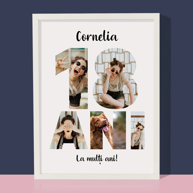 Cuvânt Din Fotografii: 18 Ani Din Fotografiile Tale - Imprimare Cu Ramă 30X40 (Verticală)
