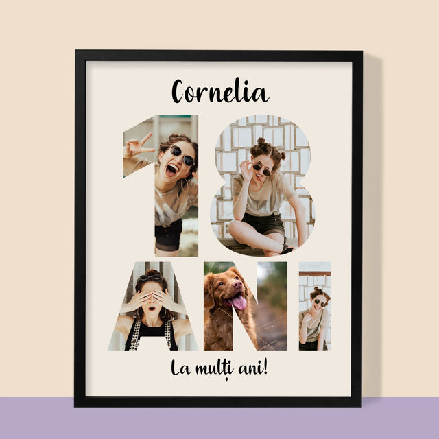 Cuvânt Din Fotografii: 18 Ani Din Fotografiile Tale - Imprimare Cu Ramă 30X40 (Verticală)