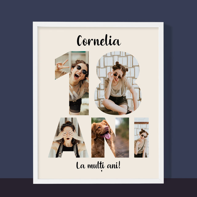 Cuvânt Din Fotografii: 18 Ani Din Fotografiile Tale - Imprimare Cu Ramă 30X40 (Verticală)
