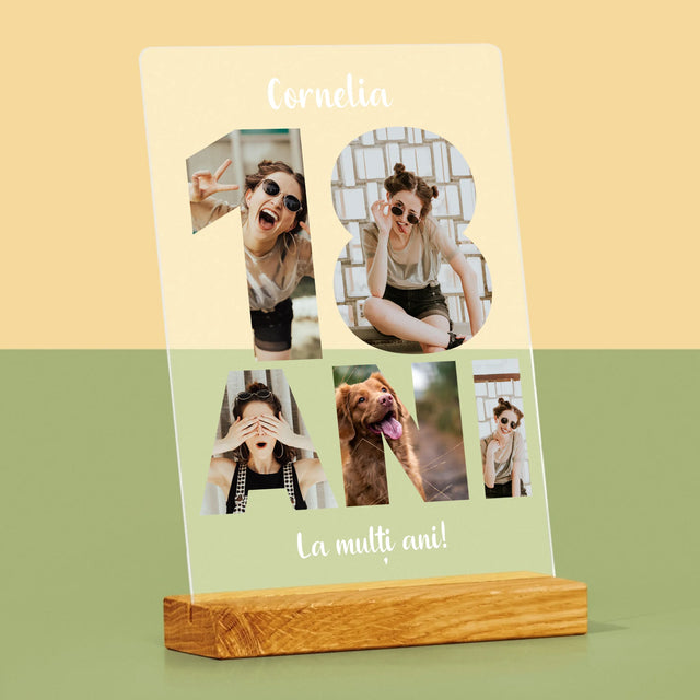 Cuvânt Din Fotografii: 18 Ani Din Fotografiile Tale - Imprimare Pe Sticlă Acrilică (Verticală)