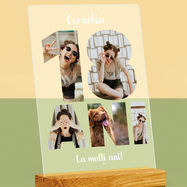 Cuvânt Din Fotografii: 18 Ani Din Fotografiile Tale - Imprimare Pe Sticlă Acrilică (Verticală)