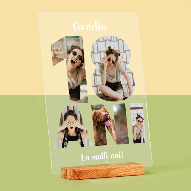 Cuvânt Din Fotografii: 18 Ani Din Fotografiile Tale - Imprimare Pe Sticlă Acrilică (Verticală)