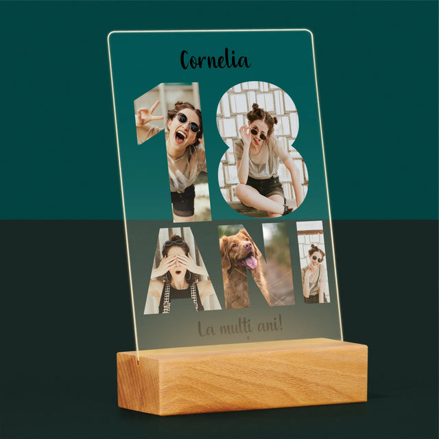 Cuvânt Din Fotografii: 18 Ani Din Fotografiile Tale - Imprimare Pe Sticlă Acrilică (Verticală)