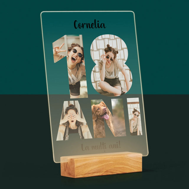 Cuvânt Din Fotografii: 18 Ani Din Fotografiile Tale - Imprimare Pe Sticlă Acrilică (Verticală)