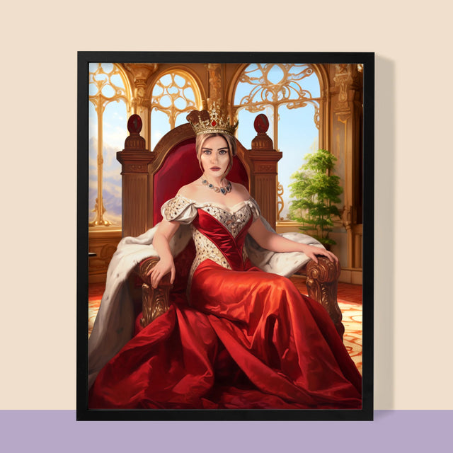 Portret Regal: Regina Pe Tron - Imprimare Cu Ramă 30X40 (Verticală)