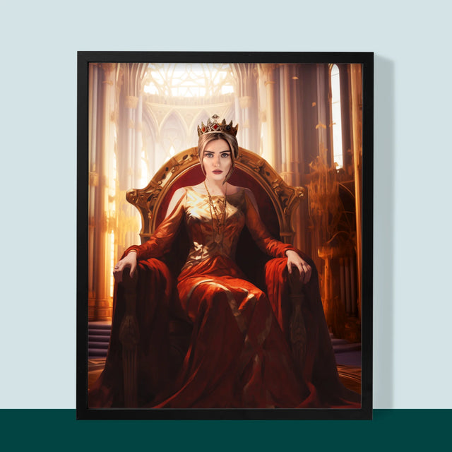 Portret Regal: Regina În Sala Tronului - Imprimare Cu Ramă 30X40 (Verticală)