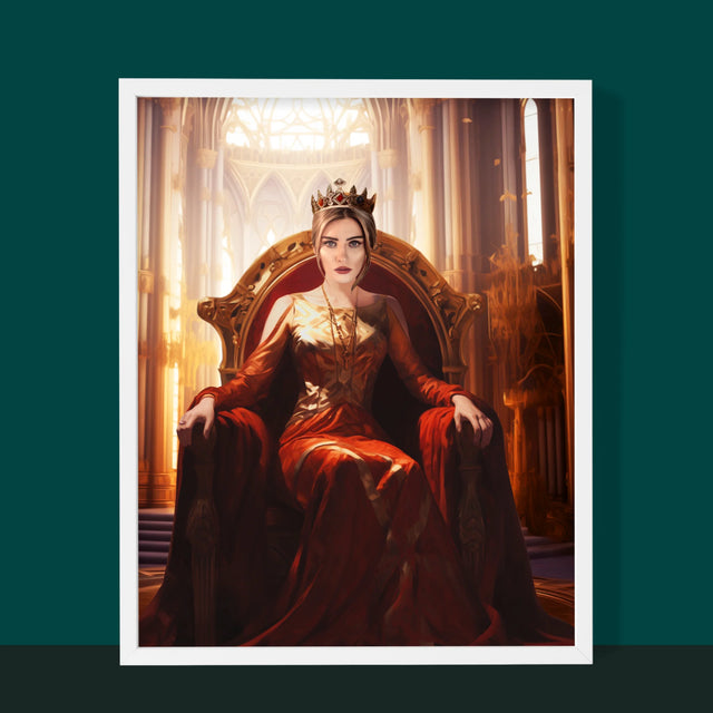 Portret Regal: Regina În Sala Tronului - Imprimare Cu Ramă 30X40 (Verticală)