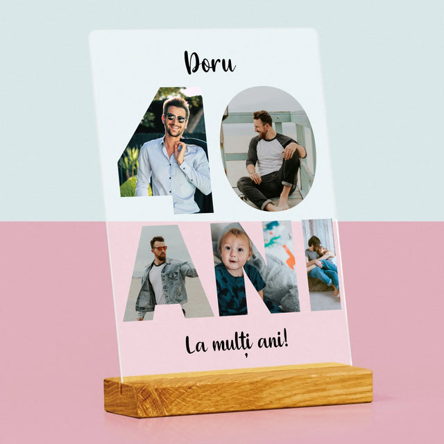 Cuvânt Din Fotografii: 40 Ani Din Fotografiile Tale - Imprimare Pe Sticlă Acrilică (Verticală)